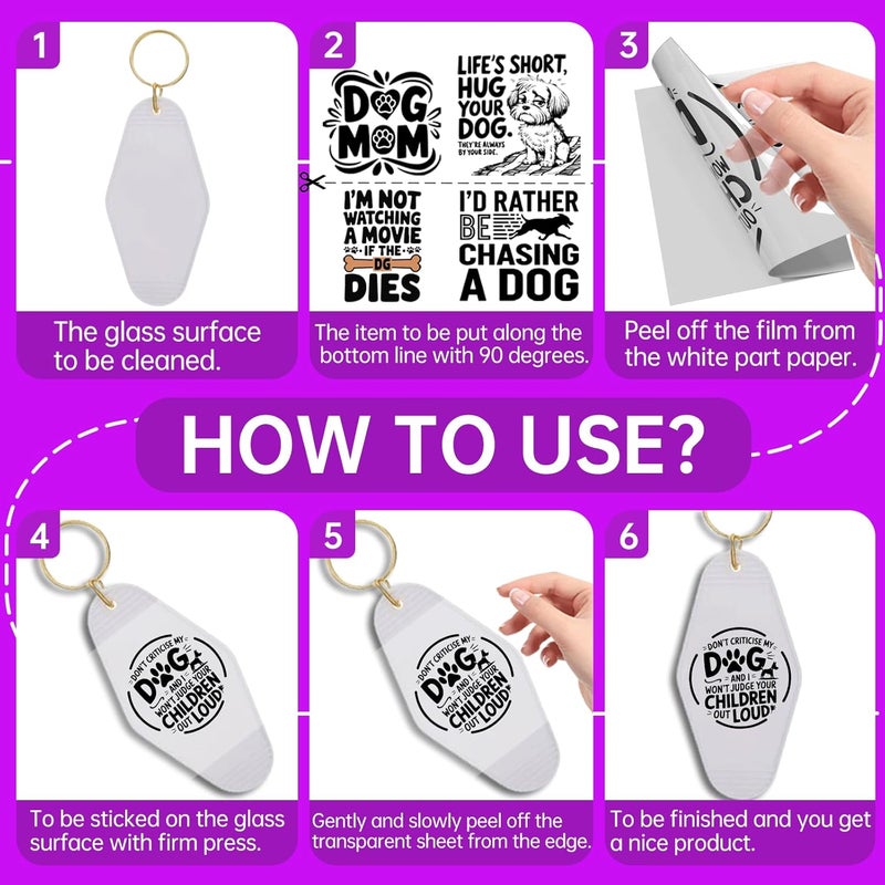 CHNVICK 48PCS UV DTF Keychain Transfer, Dog Proverbs UV DTF wrap with Bright Colors and Beautiful Design for Keychain, Laptop, Greeting Card Decoration - Image 3